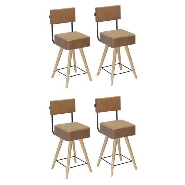 Imagem de Kit 4 Cadeiras Barcelona 73cm Couríssimo Amarula - Salaone Amarula