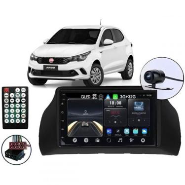 Imagem de Central Multimidia Android Auto Fiat Argos Moldura + Câm Preto - First