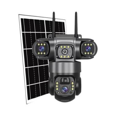 Imagem de Câmera IP Solar Externa 6K 12MP Lente Tripla Tela Tripla Rastreamento 