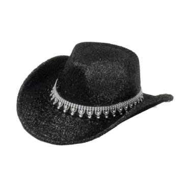 Imagem de UxicRuya Capace de chapéu de cowboy ocidental para concertos de férias Festival Party Supplies, Preto