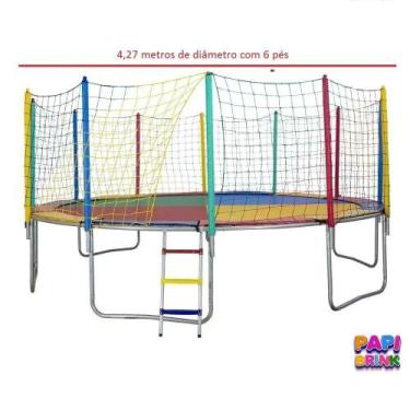 Imagem de Cama elástica Infantil 4,27 6 Pés Colorida 84 Molas Papibrink