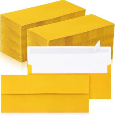 Imagem de Jutom Envelopes Kraft, 500 unidades, tamanho carta, número 10, negócios, forte, selado, 11,8 x 23,5 cm, aba, escritório, impressão, envelopes para correspondência, sem janelas, invisível (dourado)
