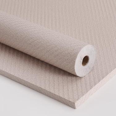 Imagem de Haimin Papel de parede de tecido texturizado para contato (61 cm x 998 cm) papel de parede de pano de grama descasque e cole papel de parede de linho sintético autoadesivo de vinil impermeável (marrom