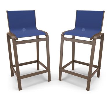 Imagem de Kit 2 Banquetas Alta Cozinha Balcão Bancada Alumínio Marrom - Azul