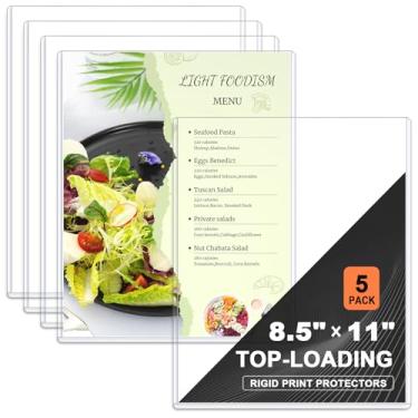 Imagem de Ndsox Pacote com 5 protetores de impressão rígidos de 21,6 cm x 28 cm, protetores de folhas de plástico rígido transparente com carregamento superior para certidões de nascimento, documentos, pôsteres