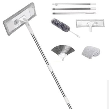 Imagem de TBATM Mops de Limpeza para Pisos um Conjunto, Mop Plano Poderoso com Pano de Fibra Ultra Fina para uso Seco e Molhado, para Parede, Carro,E,197cm