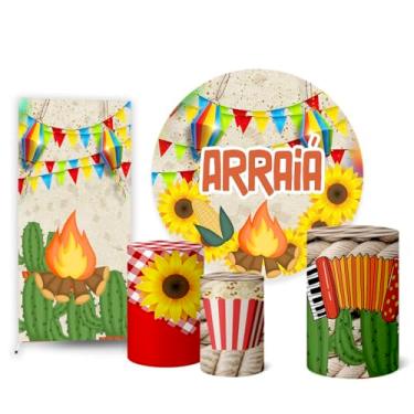 Imagem de Trio Capas Cilindro + Painel Redondo Sublimado + Lateral Festa Junina (K2FJN0031)
