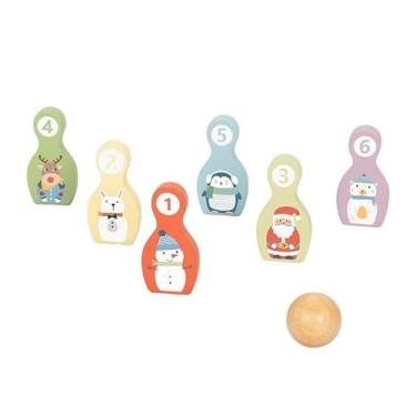 Imagem de Hi Pando Brinquedo Educativo Madeira Brincando de Contar Jogo do Boliche