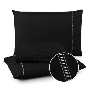 Imagem de Conjunto De Roupa De Cama 400 Linhas Simples Duplo Queen King(preto,Casal)