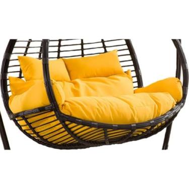 Imagem de Almofada De Cadeira Suspensa Engrossada Substituição Almofadas De Cadeira De Ovo Duplas, Almofada De Balanço De Vime De Vime De 2 Lugares Para Jardim Ao Ar Livre, Almofada De Cad, Yellow