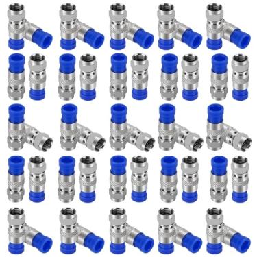 Imagem de Conector de compressão de cabo coaxial RG6, pacote com 50, cabo de antena reta coaxial tipo F de 75 ohm, adaptador de compressão para cabo coaxial RG-6, satélite, Internet