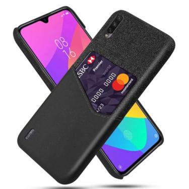 Imagem de Capa para Xiaomi Mi A3,Tela e tampa de couro PU,Antideslizante,360°cobertura completa à prova de choque com 1 slot de cartão atrás,Prevenção de queda-Black