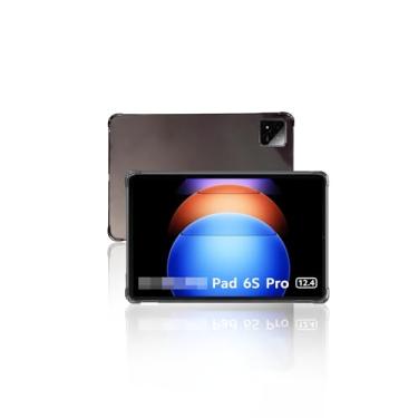 Imagem de Capa para Xiaomi Pad 6S Pro WiFi versão 12,4 polegadas 2024, WUNIAK fina, leve, à prova de arranhões, capa de borracha de silicone TPU de proteção durável (preto transparente).