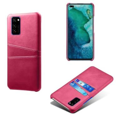 Imagem de Capas Compatível com Honor V30 Pro,Caso de couro PU-Tampa de telefone a prova de choque com 2 slots de cartão,Proteção anti-impressão digital e anti-gota-Rose Red