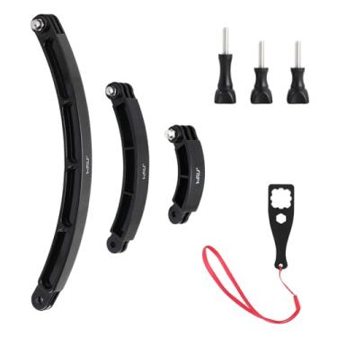 Imagem de HSU Kit de braço de extensão curvo 3 em 1, suporte de monopé ajustável para GoPro Hero 13/12/11/10/9/8/7/6/5 preto, sessão 5/4, DJI Osmo Action e mais