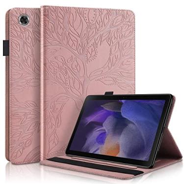Imagem de Capa para Samsung Galaxy Tab A8 10,5 polegadas 2022 capa SM-X200/X205 capa de couro PU leve com suporte flip com faixa elástica e suporte para cartão para tablet Galaxy Tab A8 de 10,5 polegadas, ouro rosa