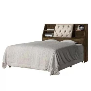 Imagem de Cabeceira Núbia 1,60 Castanho/Bege Cambel Móveis