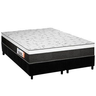 Imagem de Conjunto Box Queen: Colchão Anatômico Plumatex D28 Falcon Ultra Firme + Base Crc Suede Black (158x198)