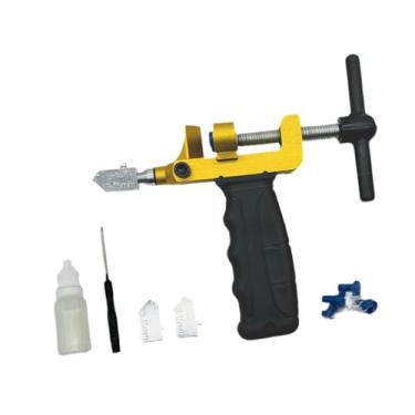 Imagem de WeiLaiKeQi Cortador de azulejos de vidro, ferramenta manual para corte de espelhos de vidro de 3 a 15 mm de espessura, faça você mesmo, Ouro com Garrafa de Óleo