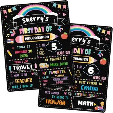 Imagem de FaCraft Placa de primeiro dia de escola - 28 x 35 x 35 placas dupla face de volta às aulas, primeiro e último dia do jardim de infância, quadro-negro, pré escolar, placa reutilizável para fotos