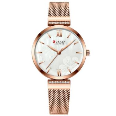 Imagem de Relógio Minimalista Feminino Quartzo Pulseira Em Aço Design Elegante Casual Dourado Rose