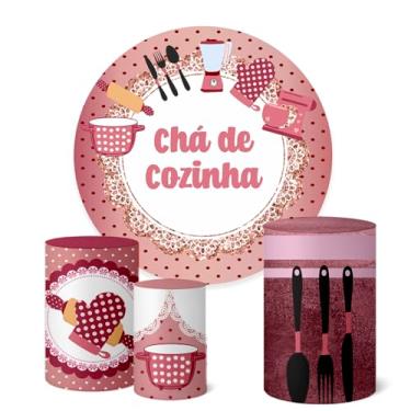 Imagem de Trio Capas Cilindro + Painel Redondo 1,50m Cha De Cozinha (Chá de cozinha K1CHA006)