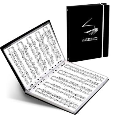 Imagem de Pasta de música para partituras, organizador de pastas de partituras de piano: 30 capas de plástico para exibição de 60 páginas, organizador de fichário de música em espiral, pasta de armazenamento de