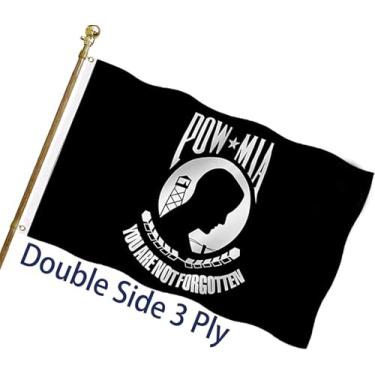 Imagem de Pow Mia Flag 3x5 Ft Outdoor Heavy Duty Polyester Military Pow Flags Double Sided 3 Ply Banner 200D with Durable Canvas Header and 2 Brass Grommets Pow mia Banner- You are Not Forgotten War Flags