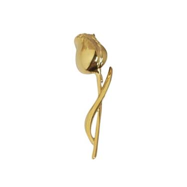Imagem de Broche de flor de rosa delicada para mulheres e homens, elegante, floral, corsage, metal, polido, casamento, noivado, festa de aniversário, joias para terno, vestido, cachecol, buquê, acessórios para