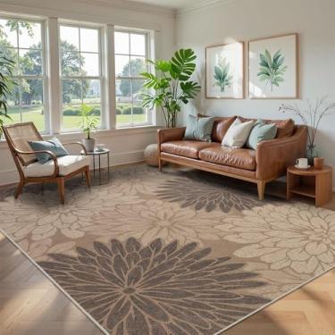 Imagem de Tapete floral de juta fácil, 20 x 25 cm, lavável, para sala de estar, quarto, antiderrapante, neutro, casa de fazenda, interior e exterior, para quintal, pátio, escritório