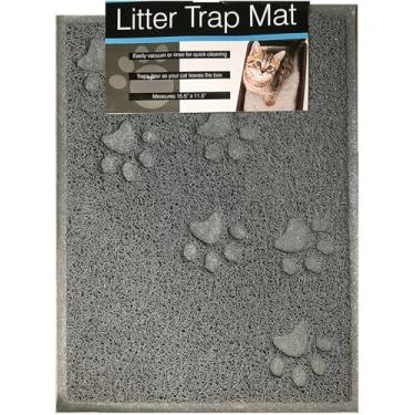 Imagem de bulk buys Tapete de areia de gato. Traps Litter. Superfície antiderrapante macia. Fácil de limpar. Tapete cinza de 29 x 40 cm para área de caixa de areia