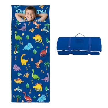 Imagem de Saco de dormir infantil com almofada removível, grande saco de dormir dobrável para meninas e meninos, bolsa de dormir fácil de limpar com zíper duplo para acampamento, escola, pré-escola, creche, 139