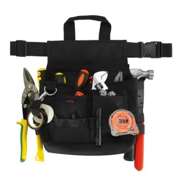 Imagem de KENOBE Cinto utilitário com 7 bolsos, cinto removível e ajustável para eletricista, coldre de ferramentas de construção durável, organizador de ferramentas com vários bolsos