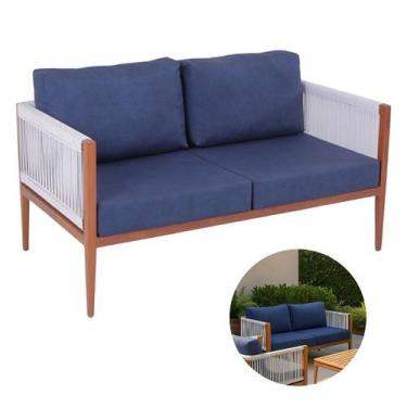 Imagem de Sofá Sala Madeira Fibra Sintética Almofadas Impermeáveis - NossaKasa M