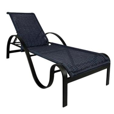 Imagem de Espreguiçadeira Piscina em Alumínio e Fibra Sintética Ondulada Encosto