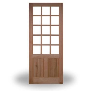 Imagem de Porta Maciça 2 Almofadas para 15 Vidros - Madeira, 2,10 ml (altura) x 