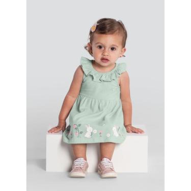 Imagem de Vestido Bebê Menina Coelhinho Verde Brandili