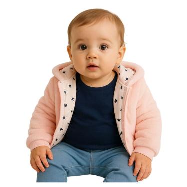 Imagem de Jaqueta Infantil Menina Sem Capuz Gorro Fleece Plush Inverno