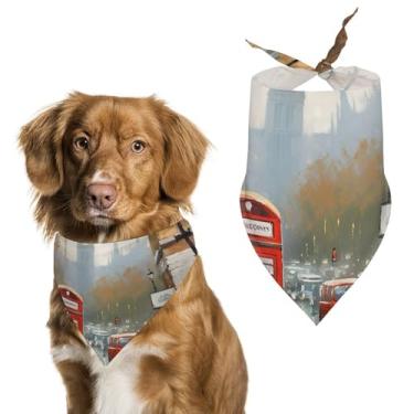 Imagem de Cachecol London Impression impresso para animais de estimação cachecol triangular de poliéster - tamanho único (70 x 30 cm)