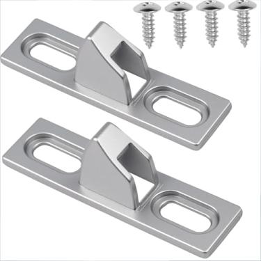 Imagem de Pacote com 2 suportes para porta deslizante - Trava de vidro deslizante cromada com parafusos de montagem, trava deslizante para substituição de ferragens para várias portas deslizantes de pátio