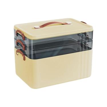 Imagem de KiBcsLic Caixa de armazenamento médico organizador de suprimentos médicos com tampa elegante estojo portátil de primeiros socorros para escritório doméstico, 3 Camadas