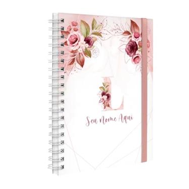 Imagem de Agenda Planner Semanal Plus 2026 Personalizada Monograma Floral Letra L (Branco E Rosa)