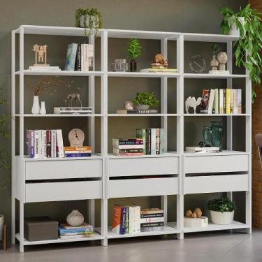 Imagem de Estante Armário Multiuso para Livros 6 Gavetas 12 Prateleiras 210cm Br