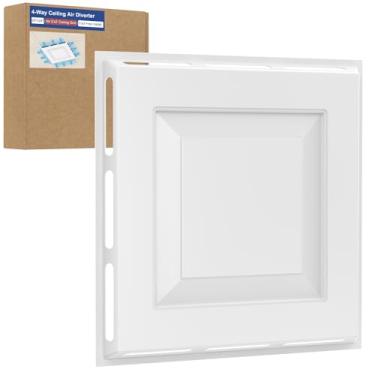 Imagem de Desviador de ar de teto de 4 vias 61.0 cmx61.0 cm – Defletor de ar de ventilação para grade de teto de 61 x 2', instalação sem ferramentas, redirecionador de fluxo de ar para escritórios/salas de aula