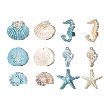 Imagem de Sclmgo Enfeites de Natal com Tema de Praia, Decorações de Madeira, Conchas, Decoração de árvore de Natal para Casa, Fazenda, Festa de Casamento, 36 Peças, Tamanho real