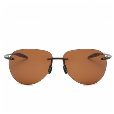 Imagem de Óculos de sol polarizados sem aro TR90, masculinos, ultraleves, espelhados e sem armação, marrom, BH01