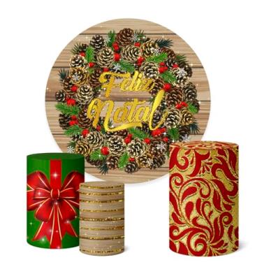 Imagem de Trio Capas Cilindro + Painel Sublimado Festa 1,50m Natal (K1NAT043)