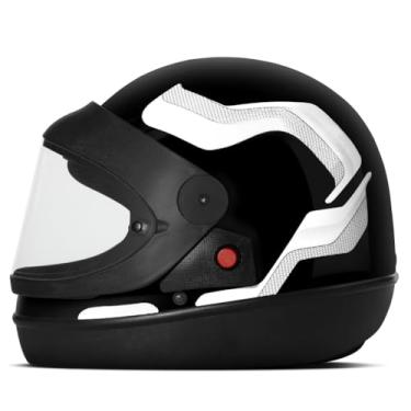 Imagem de Capacete Moto Fechado Integral Masculino Feminino Automático Pro Tork Sport Moto 788 viseira Cristal Transparente (60,PRETO - BRANCO)