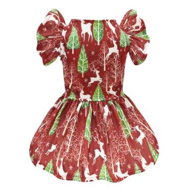 Imagem de CuteBone Vestido de Natal com babados para cães, princesas, filhotes, com mangas franzidas, roupas para gatos, roupa para cães pequenos, meninas, animais de estimação, FX14L