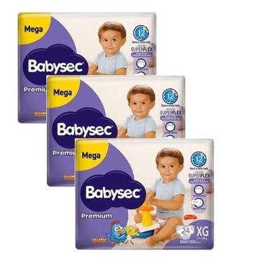 Imagem de Kit 3 Fraldas Babysec Galinha Pintadinha Premium Mega XG com 24 unidad